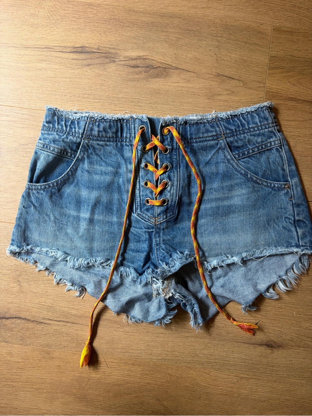 Free People Lace-Up Jean Shorts